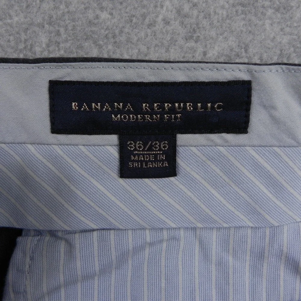 Banana Republic Pants Mens 36x36 Modern Fit Dress Suit Cotton Flat Front Gray